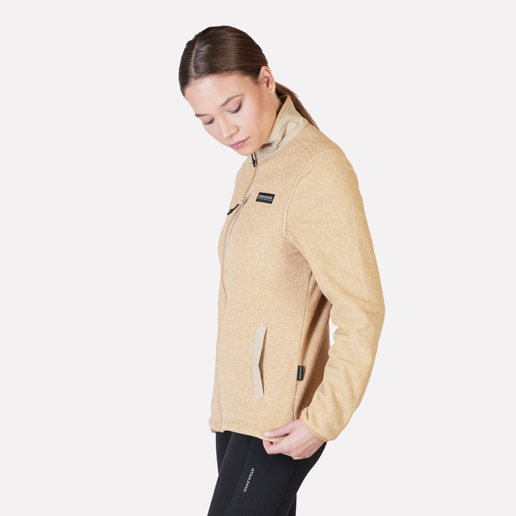 Polar Texturado Mujer Ventisquero Full Zip Beige - Image 3