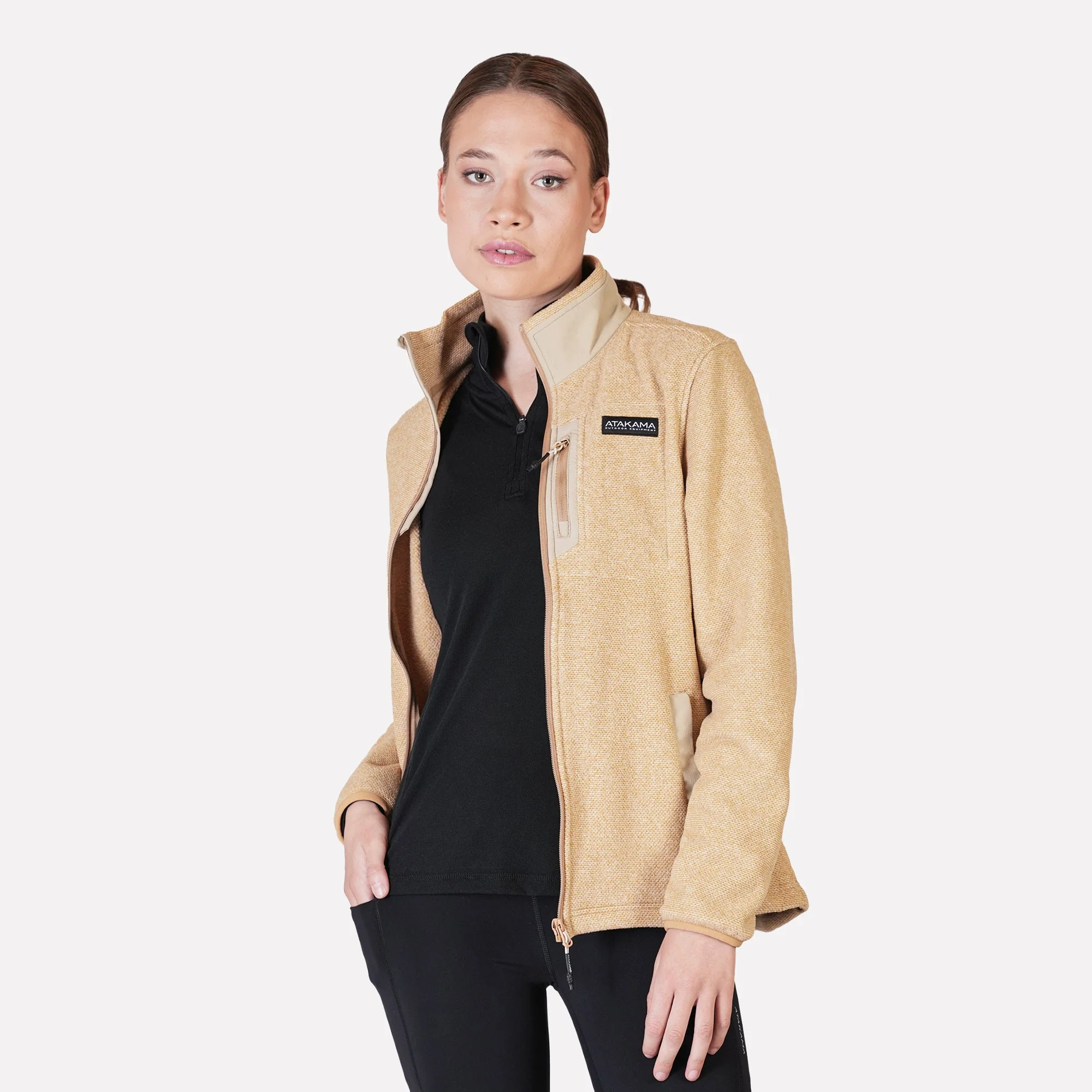Polar Texturado Mujer Ventisquero Full Zip Beige - Image 4