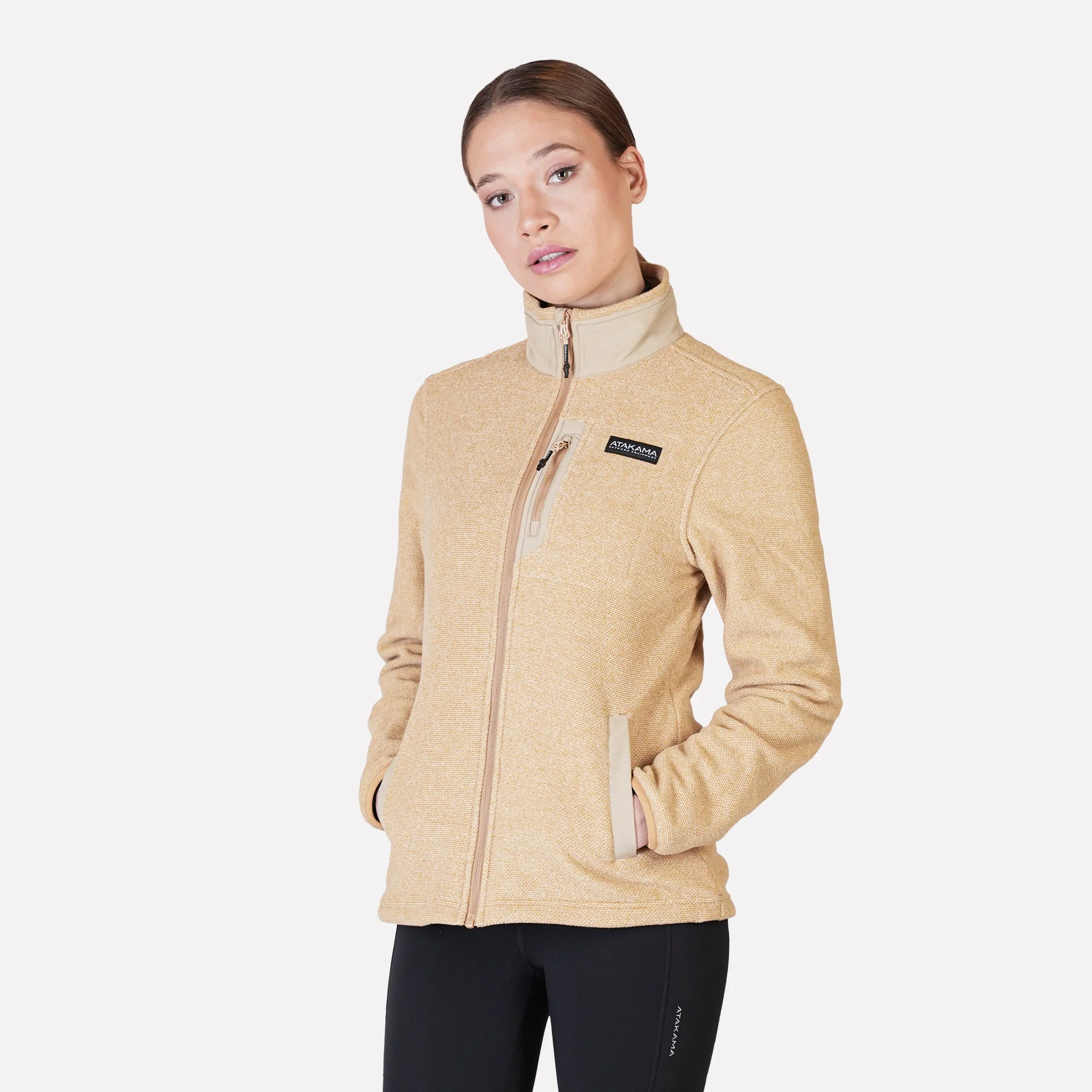 Polar Texturado Mujer Ventisquero Full Zip Beige - Image 6