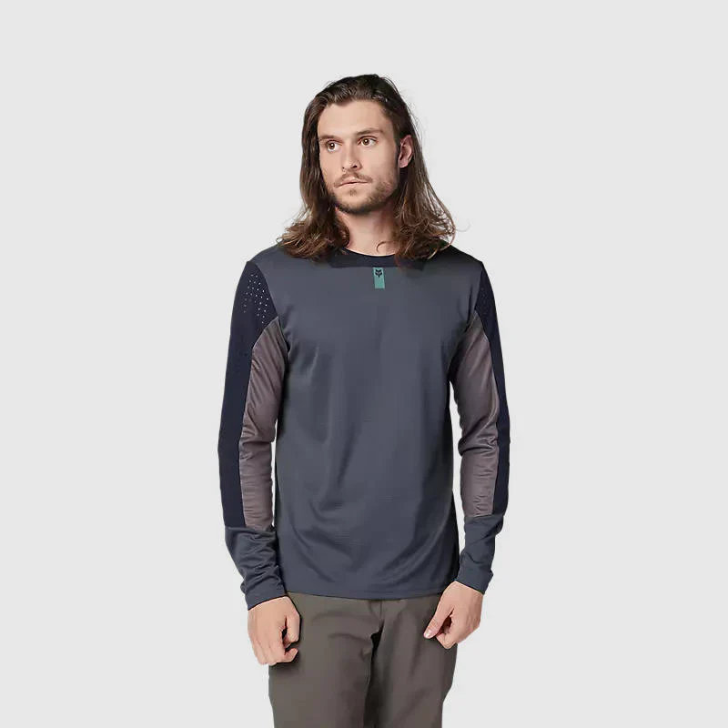 Polera Bicicleta Fox Defend Manga Larga Gris - Image 3