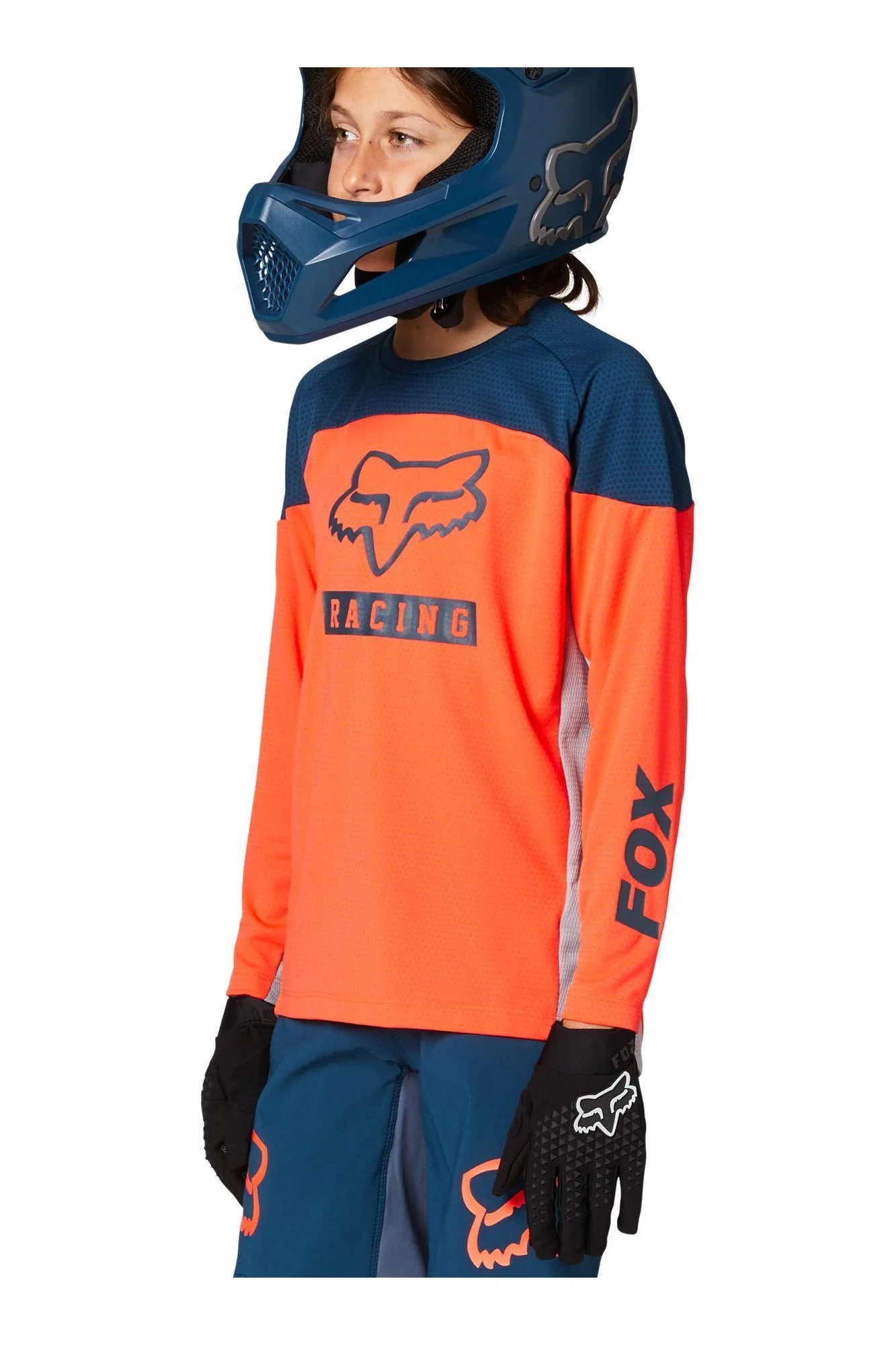 Polera Bicicleta Niño Defend Grphc 2 Naranja Fox Racing - Image 3