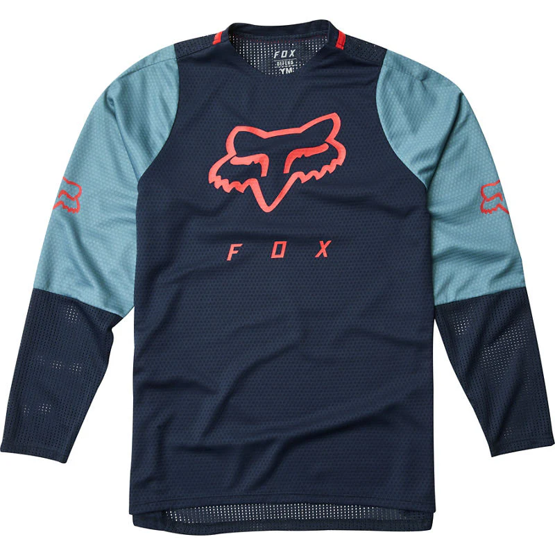 Polera Bicicleta Niño Defend Ls Azul Fox Racing