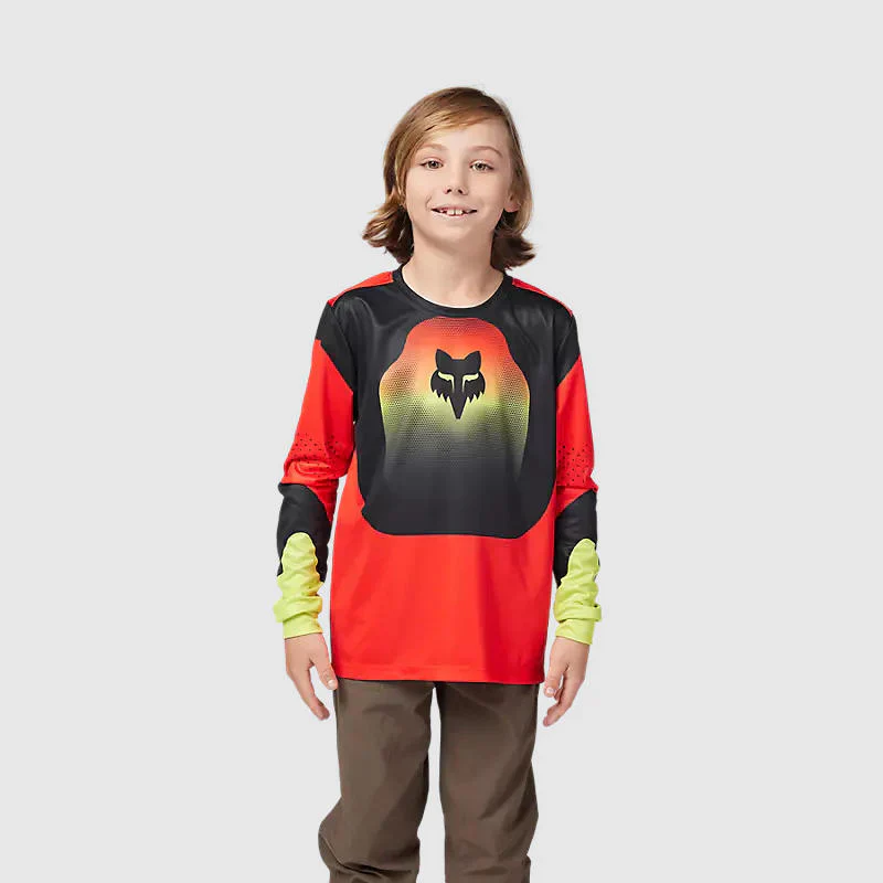 Polera Bicicleta Niño Fox Ranger Revise Manga Larga Rojo/Amarillo - Image 3