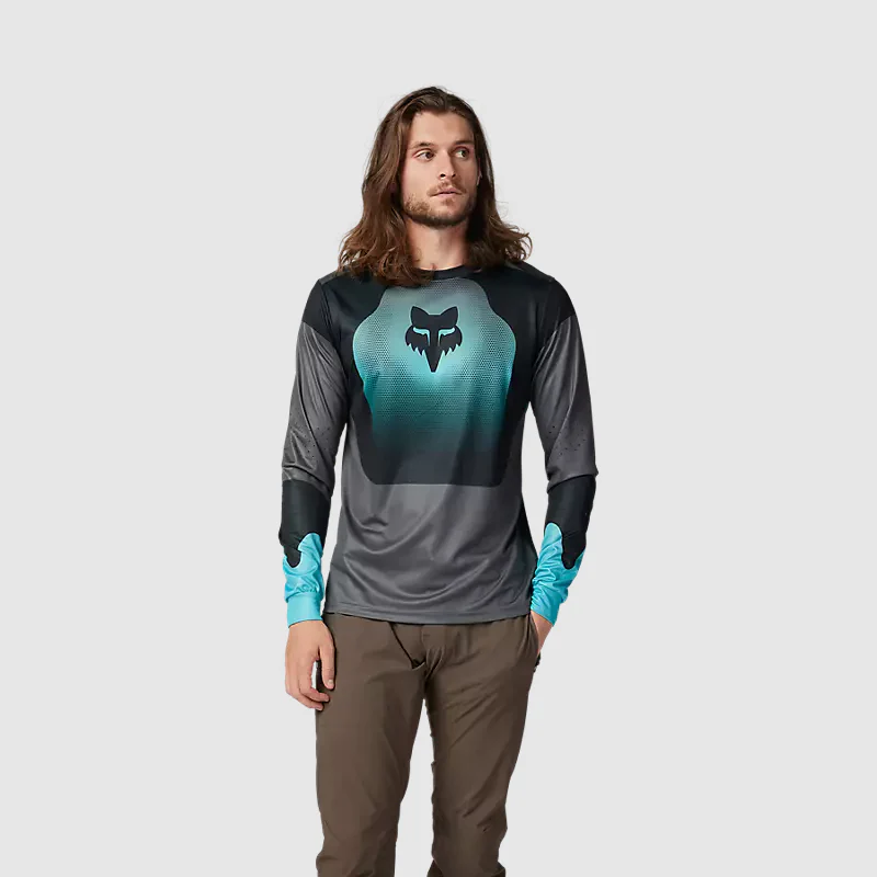 Polera Bicicleta Ranger Revise Manga Larga Celeste/Gris Fox - Image 3