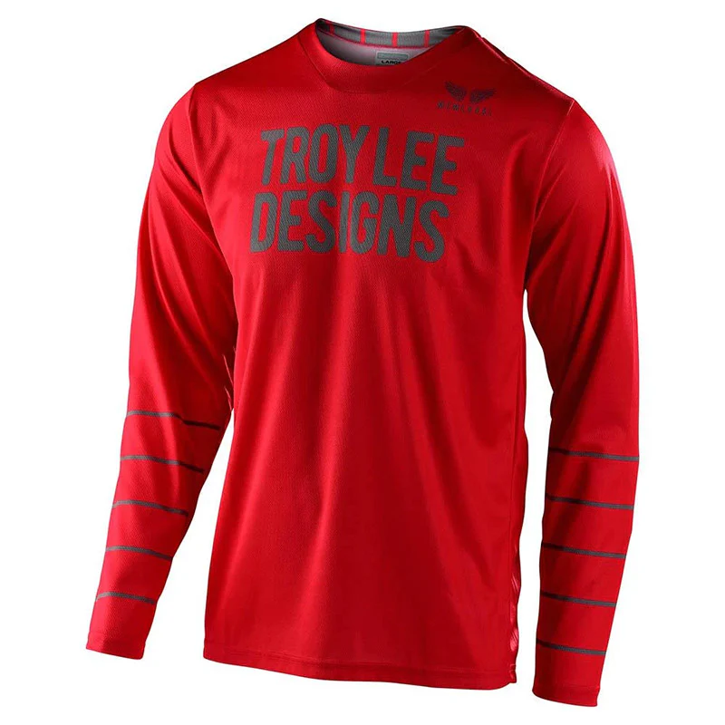 Polera GP Pinstripe Rojo/Gris Troy Lee Designs