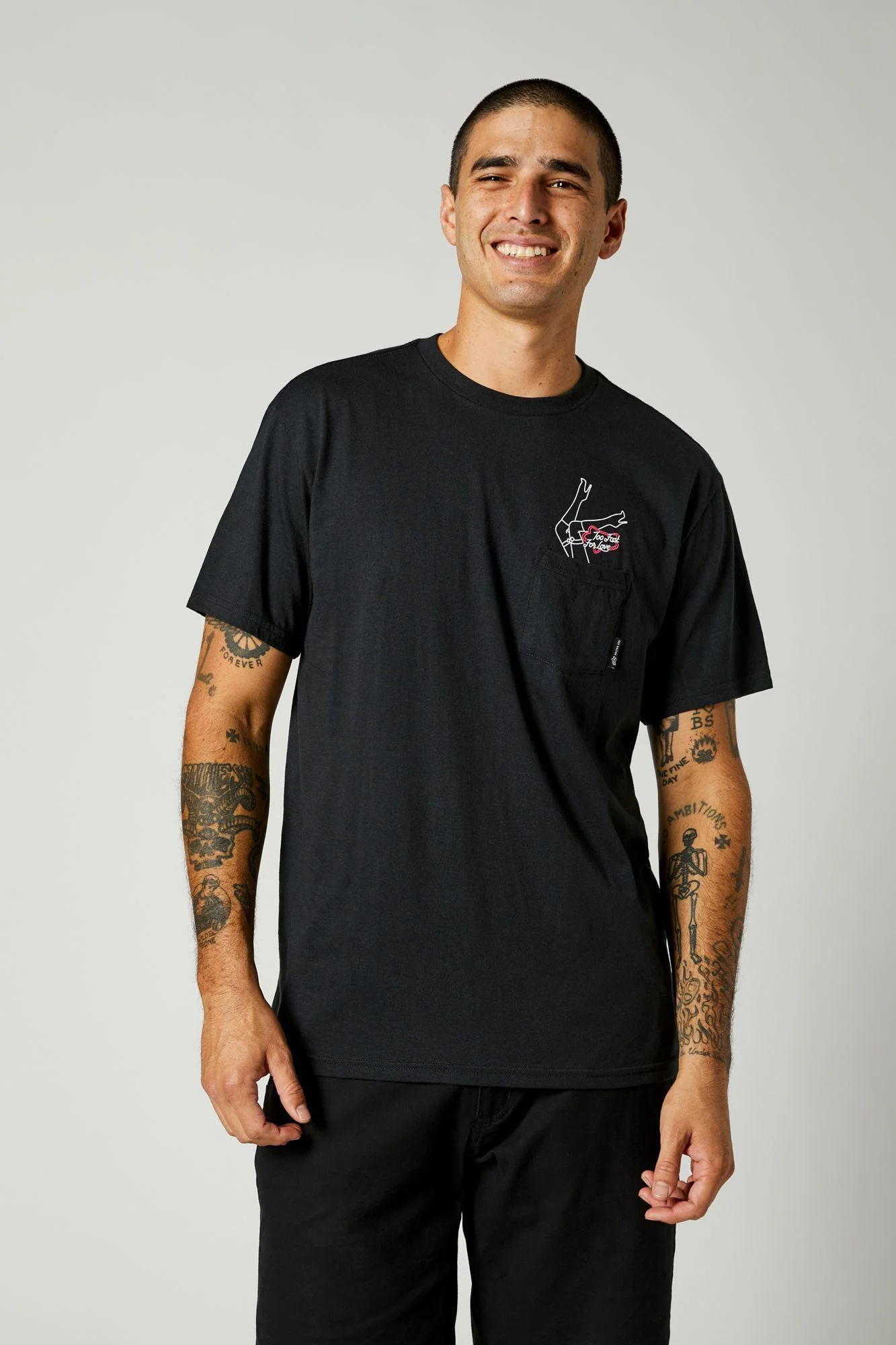 Polera Lifestyle Fast Lane Pocket Negro Fox Racing - Image 3
