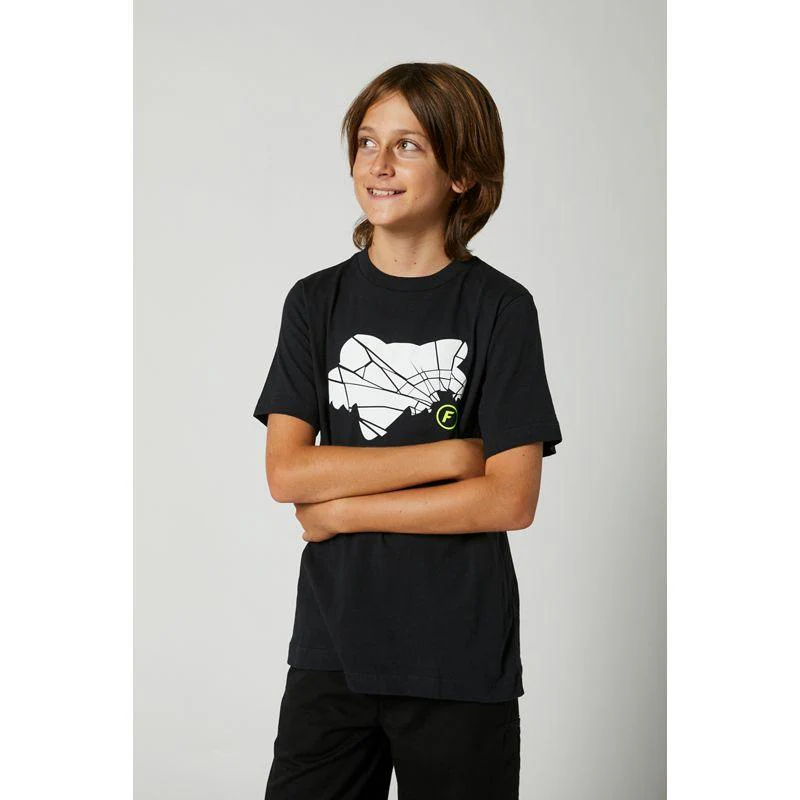 Polera Lifestyle Niño Shattered Negro Fox Racing
