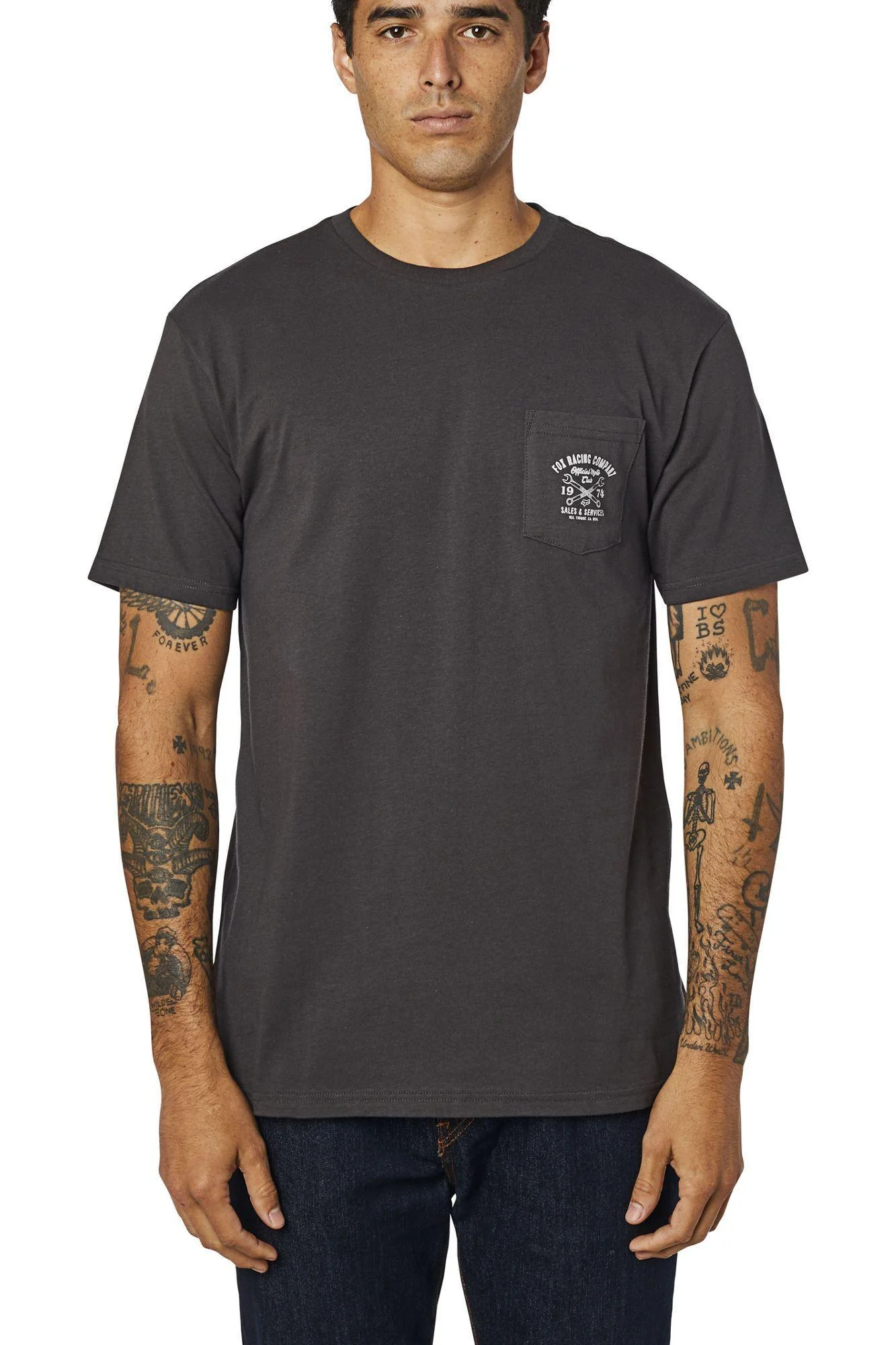 Polera Lifestyle Wrenched Pocket Negro Fox Racing - Image 2