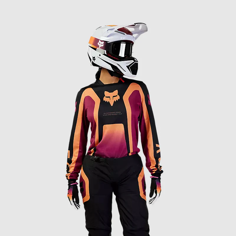 Polera Moto Mujer 180 Ballast Burdeo/Naranjo Fox - Image 4