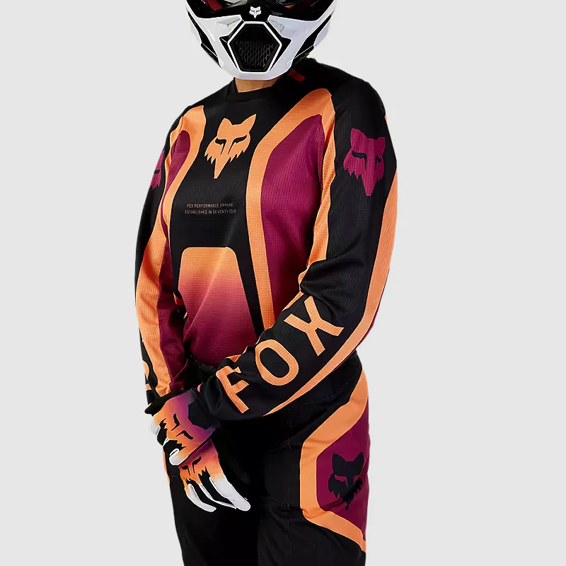 Polera Moto Mujer 180 Ballast Burdeo/Naranjo Fox - Image 5