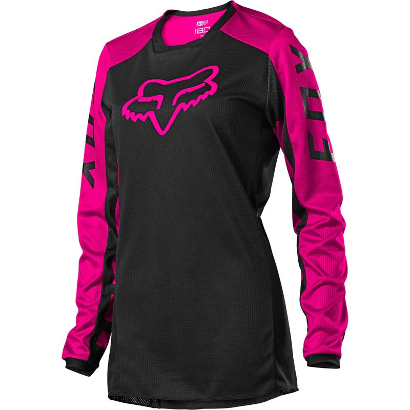 Polera Moto Mujer 180 Djet Negro/Rosado Fox Racing