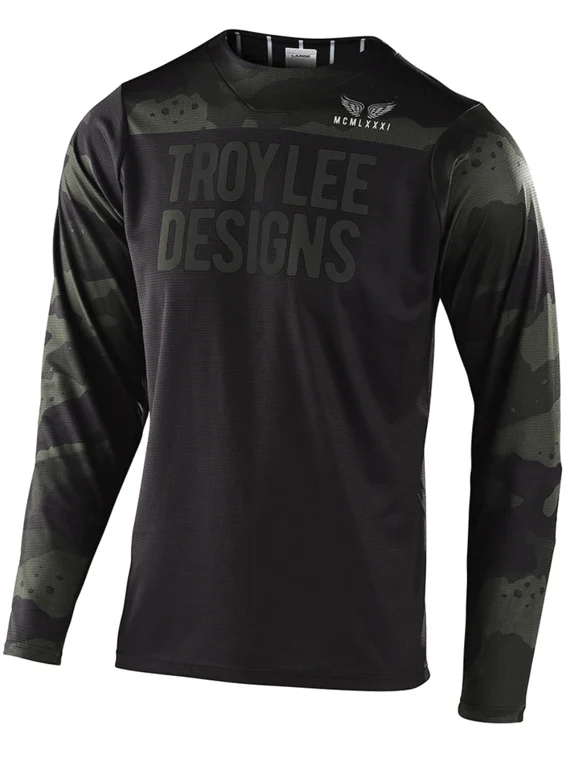Polera Skyline Ls Pinstripe Camo Green / Black Troy Lee Designs