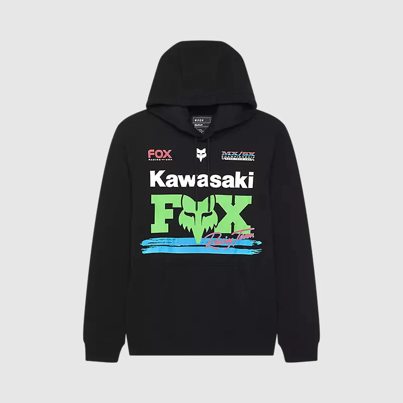 Poleron Lifestyle con Capucha Kawasaki Negro Fox