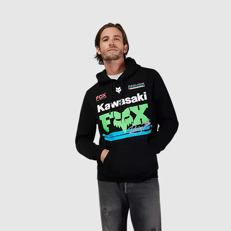 Poleron Lifestyle con Capucha Kawasaki Negro Fox - Image 3