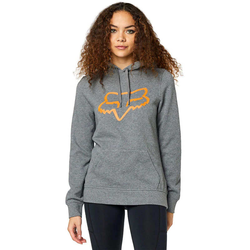 Polerón Lifestyle Mujer Canguro Centered Gris/Naranjo Fox Racing
