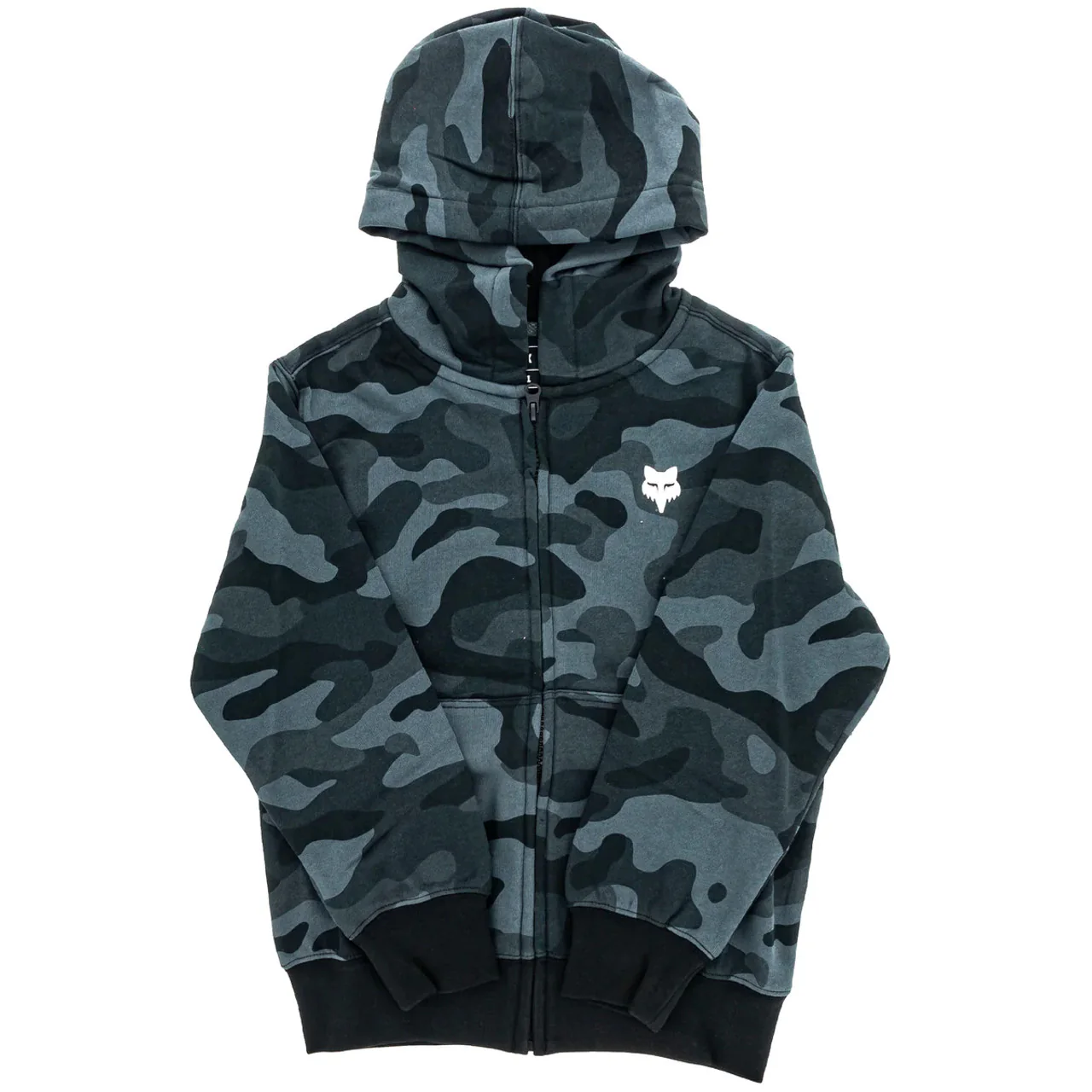 Poleron Lifestyle Niño Canguro Fox Head Negro Camo Fox