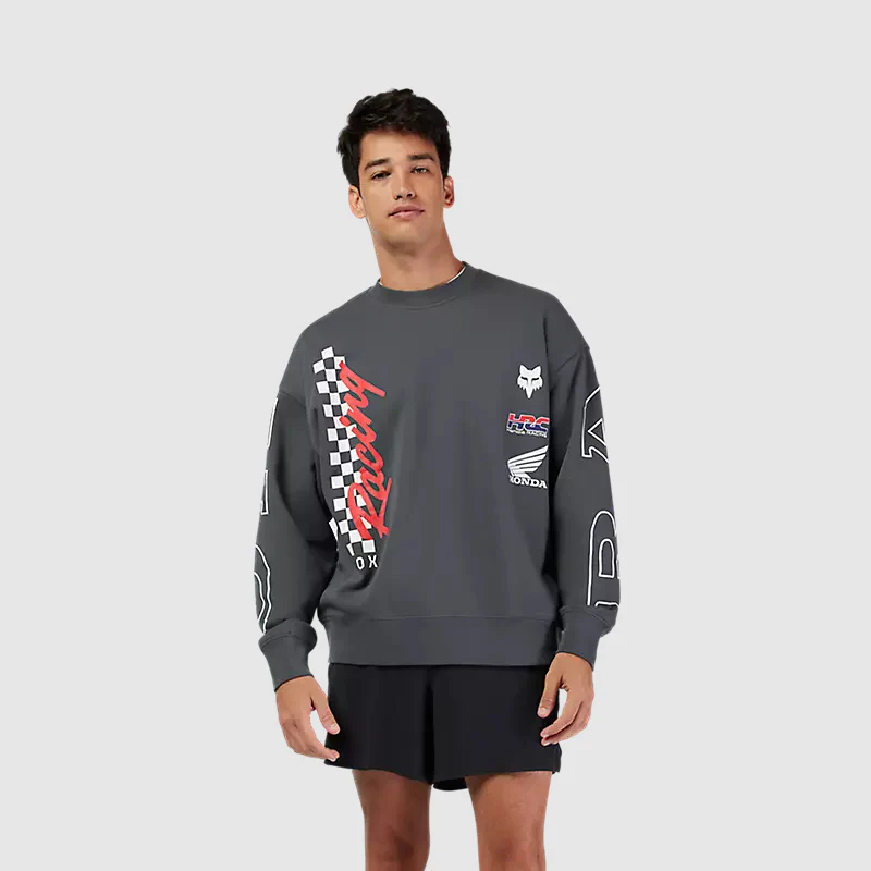 Poleron Lifestyle Oversize Crew Honda Gris Fox - Image 3