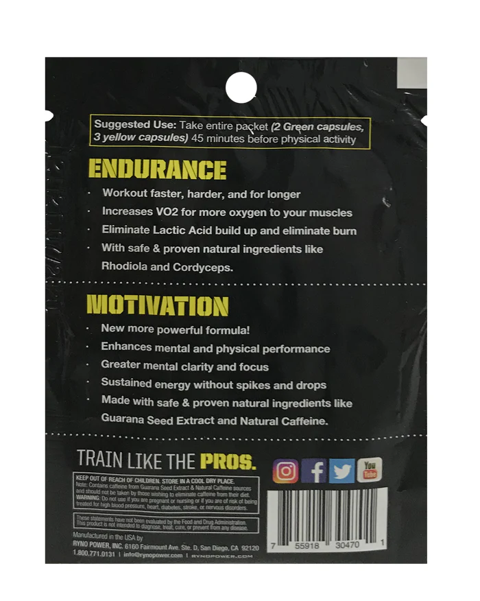 Pre-Race Packs (2 Motivation, 3 Endurance) Ryno Power - Image 2