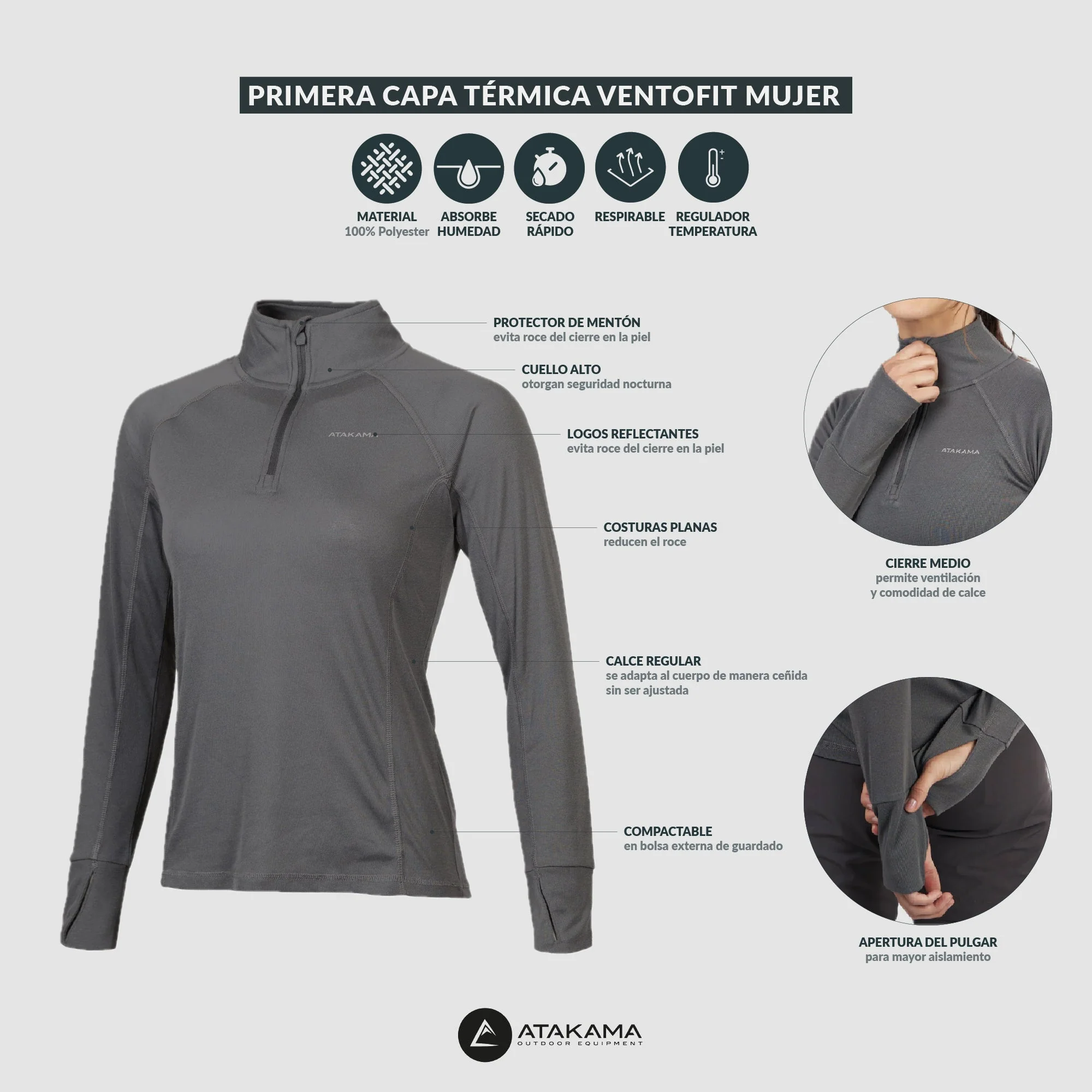 Primera capa térmica VentoFit mujer Gris - Image 7