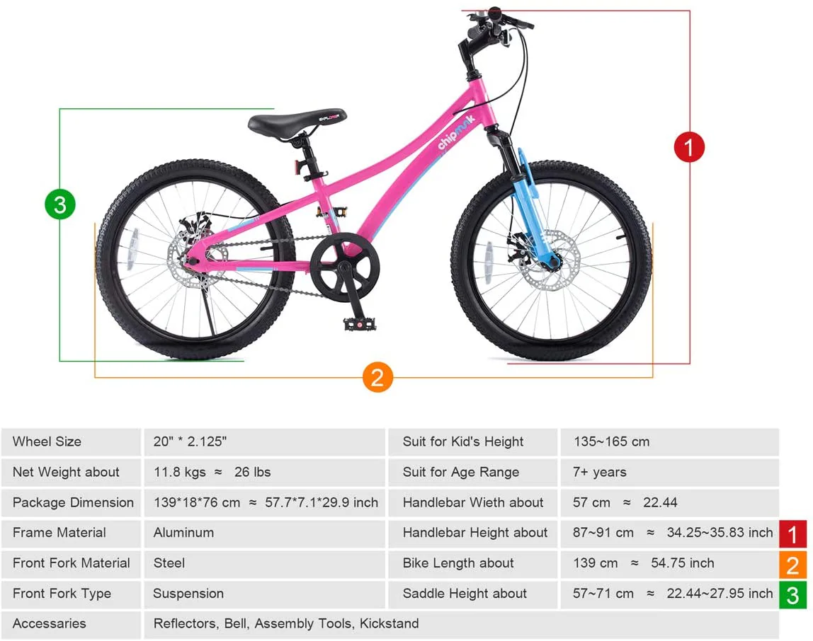 Royal Baby Bicicleta Chipmunk Niña 20 Explorer Disc Rosa - Image 6