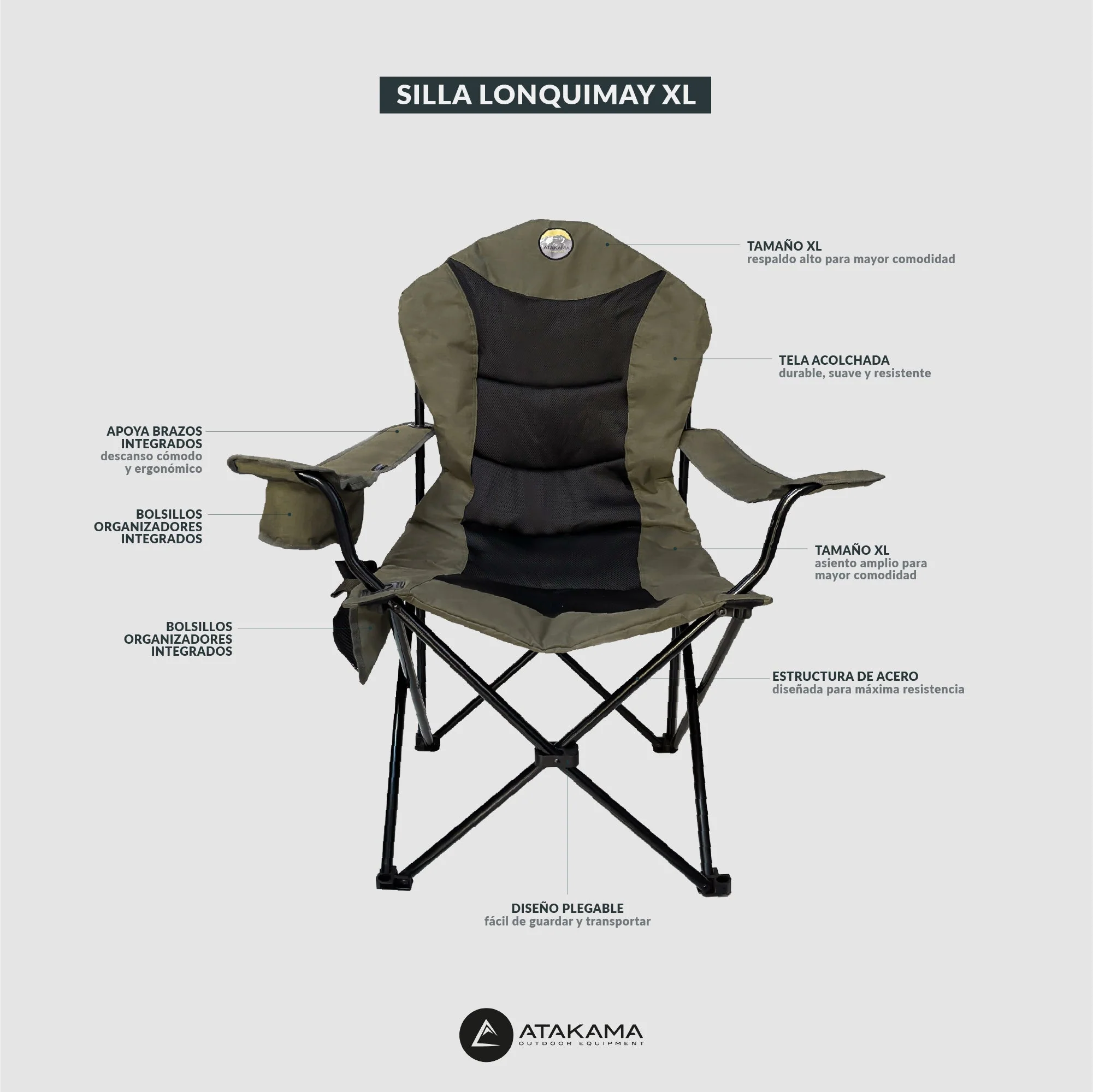 Silla Plegable Acolchada para Camping Lonquimay XL - Image 8