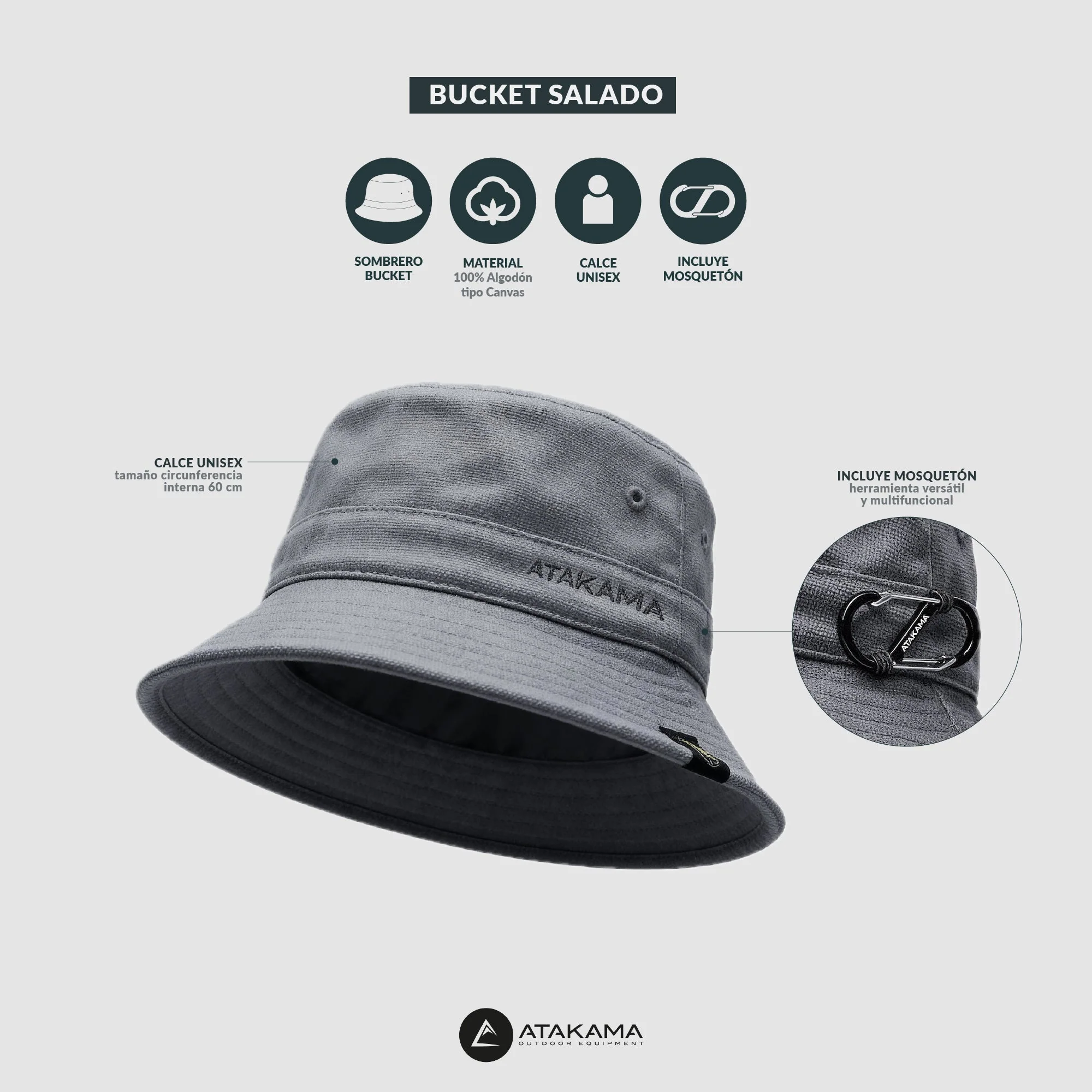 Sombrero Bucket Salado Gris - Image 3