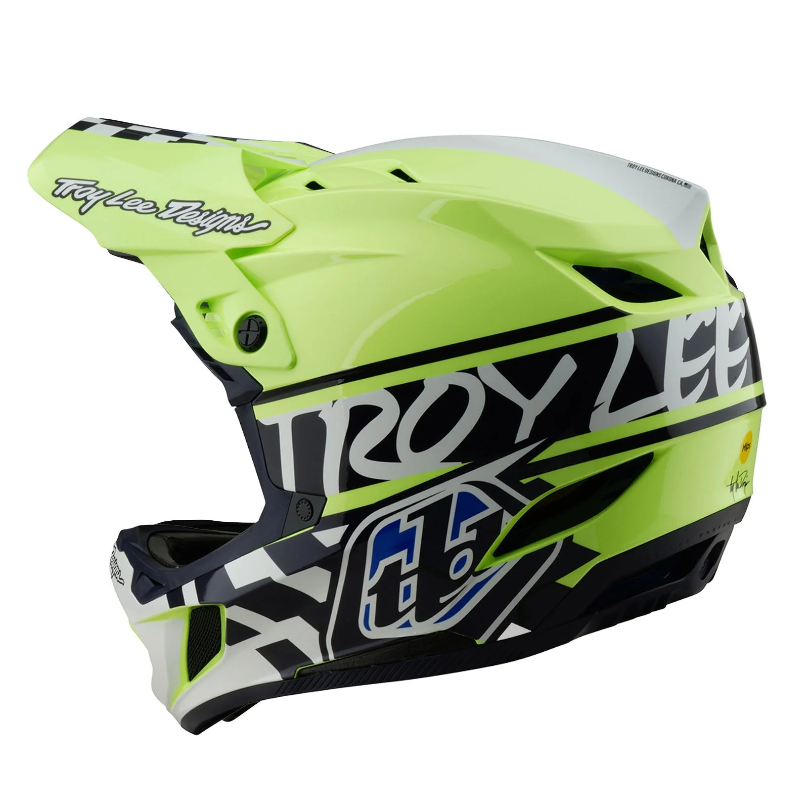 Troy Lee Designs Casco De Bicicleta D4 Polyacrylite Fifty-50 Navy/Glo Amarillo - Image 2