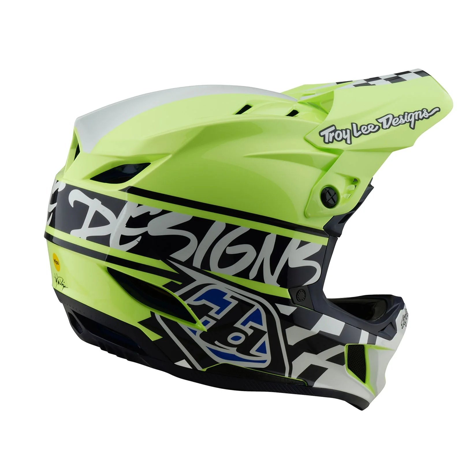 Troy Lee Designs Casco De Bicicleta D4 Polyacrylite Fifty-50 Navy/Glo Amarillo - Image 4