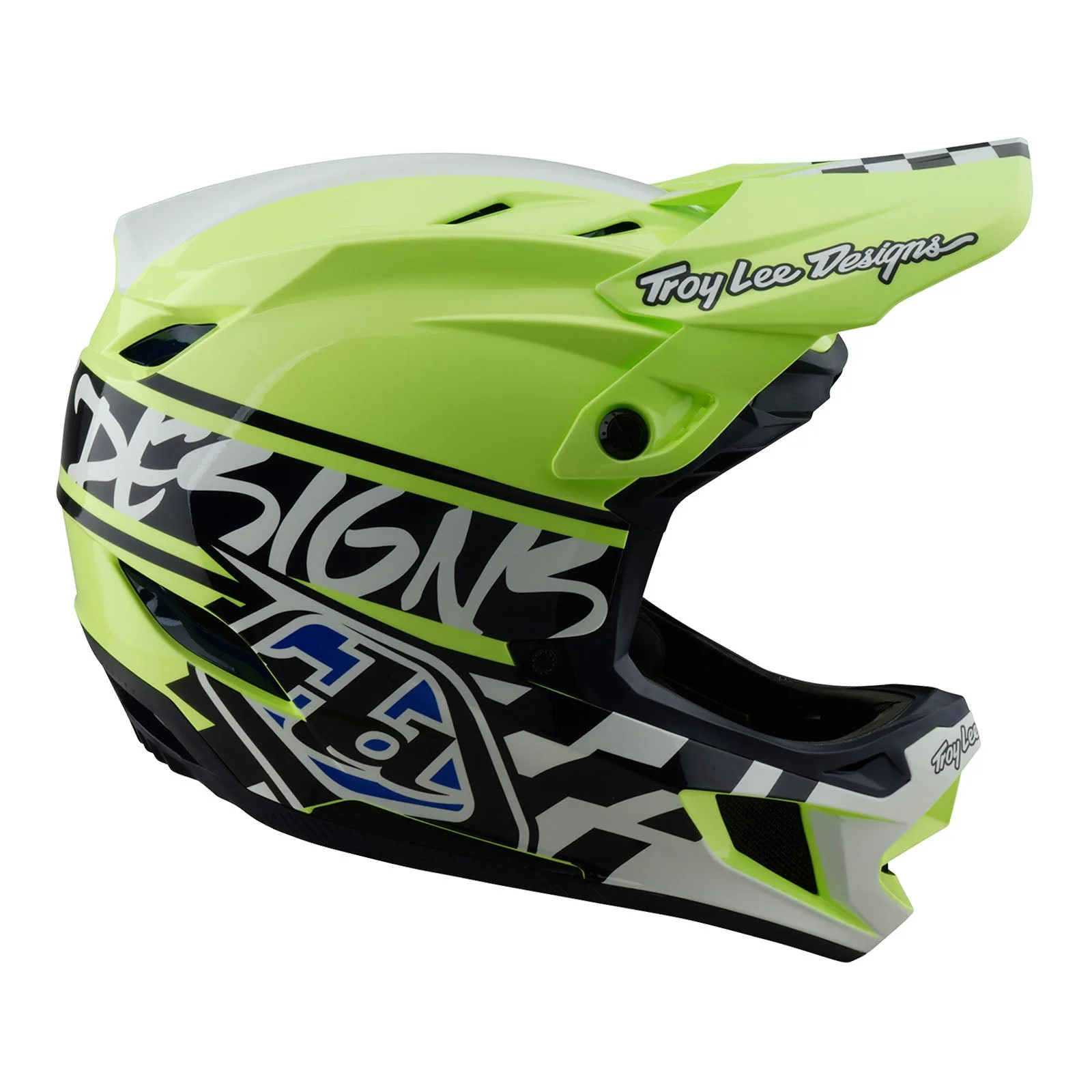 Troy Lee Designs Casco De Bicicleta D4 Polyacrylite Fifty-50 Navy/Glo Amarillo - Image 5