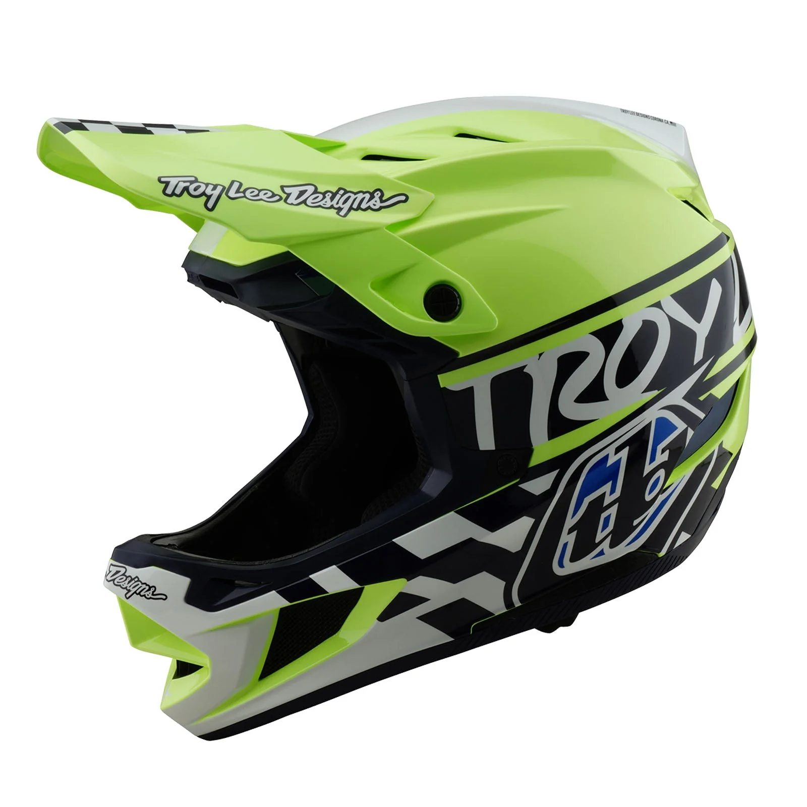 Troy Lee Designs Casco De Bicicleta D4 Polyacrylite Fifty-50 Navy/Glo Amarillo - Image 7