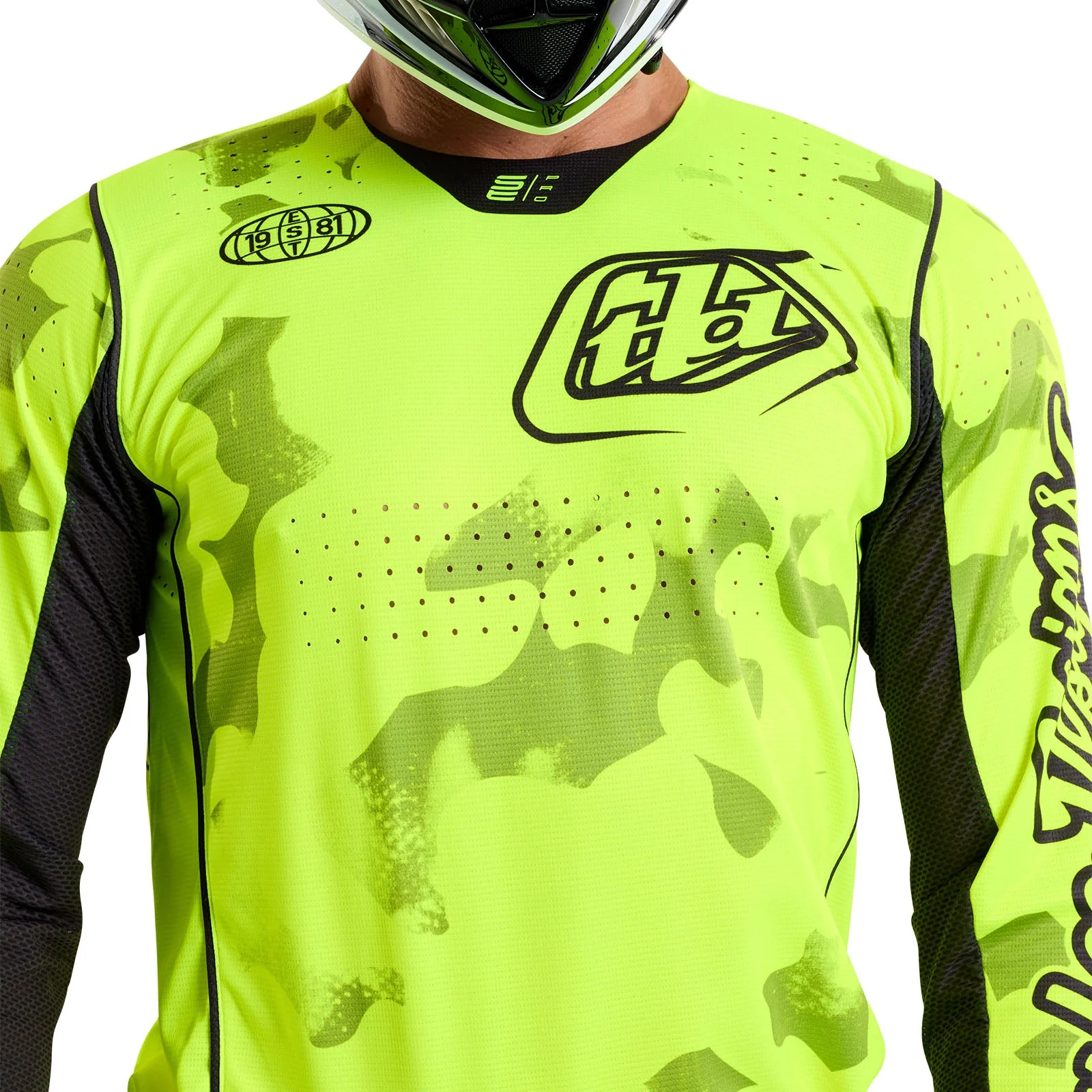 Troy Lee Designs Polera de Moto SE Pro Blotted Flo Amarillo - Image 14