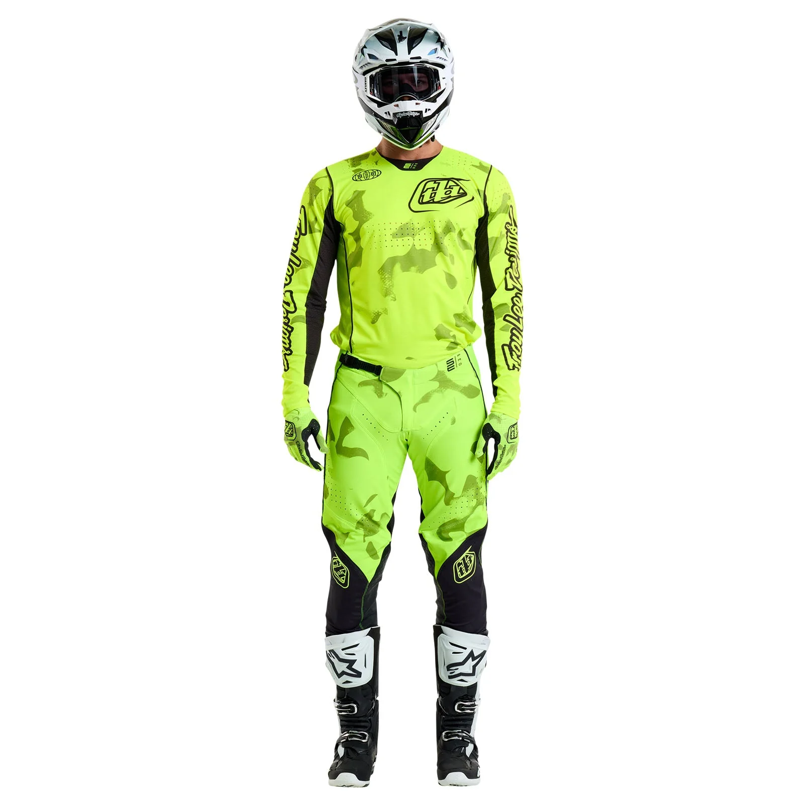 Troy Lee Designs Polera de Moto SE Pro Blotted Flo Amarillo - Image 8