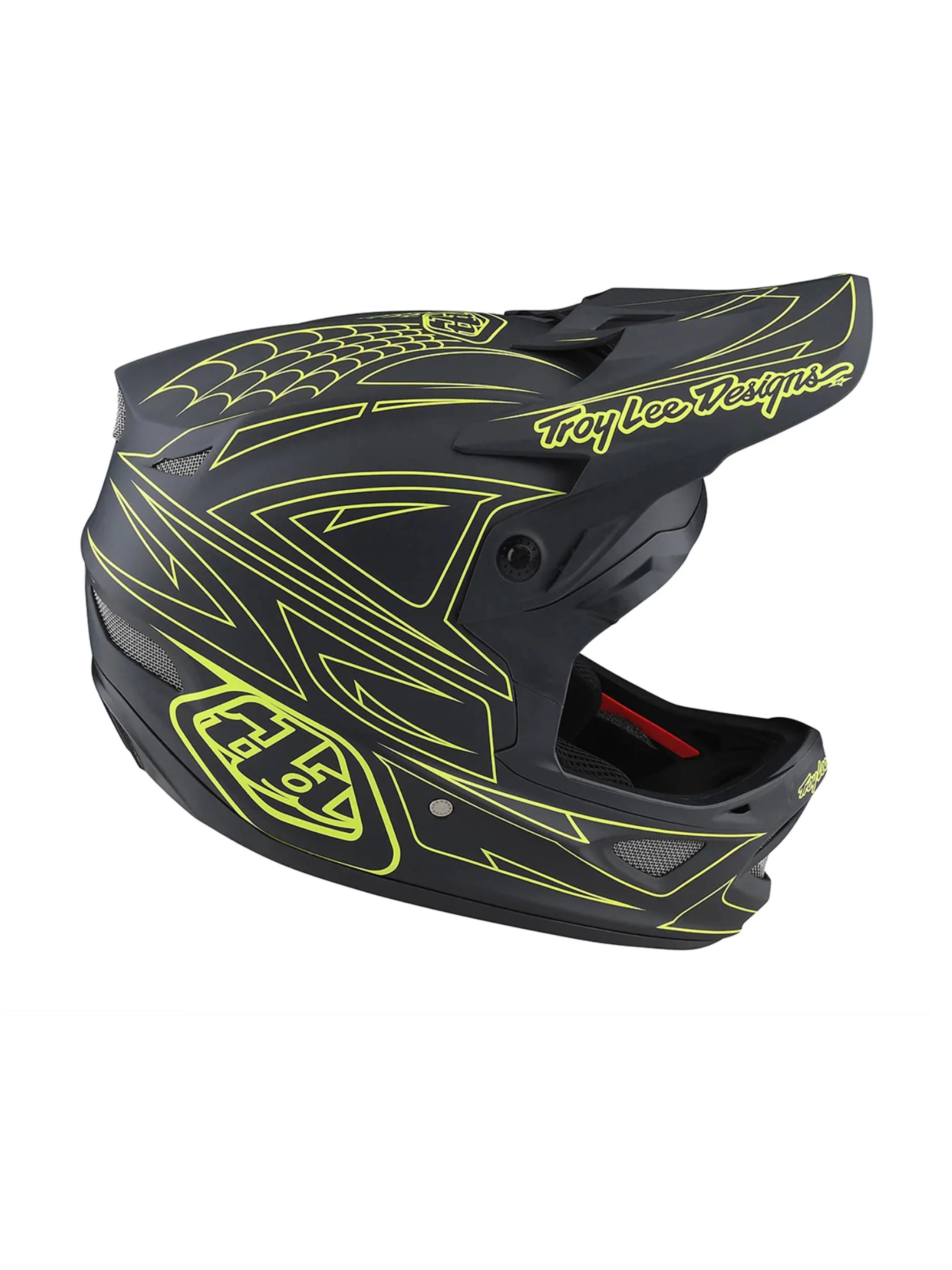 Troy Lee Designs Casco D3 Fiberlite SpiderStripe Gris Amarillo - Image 3
