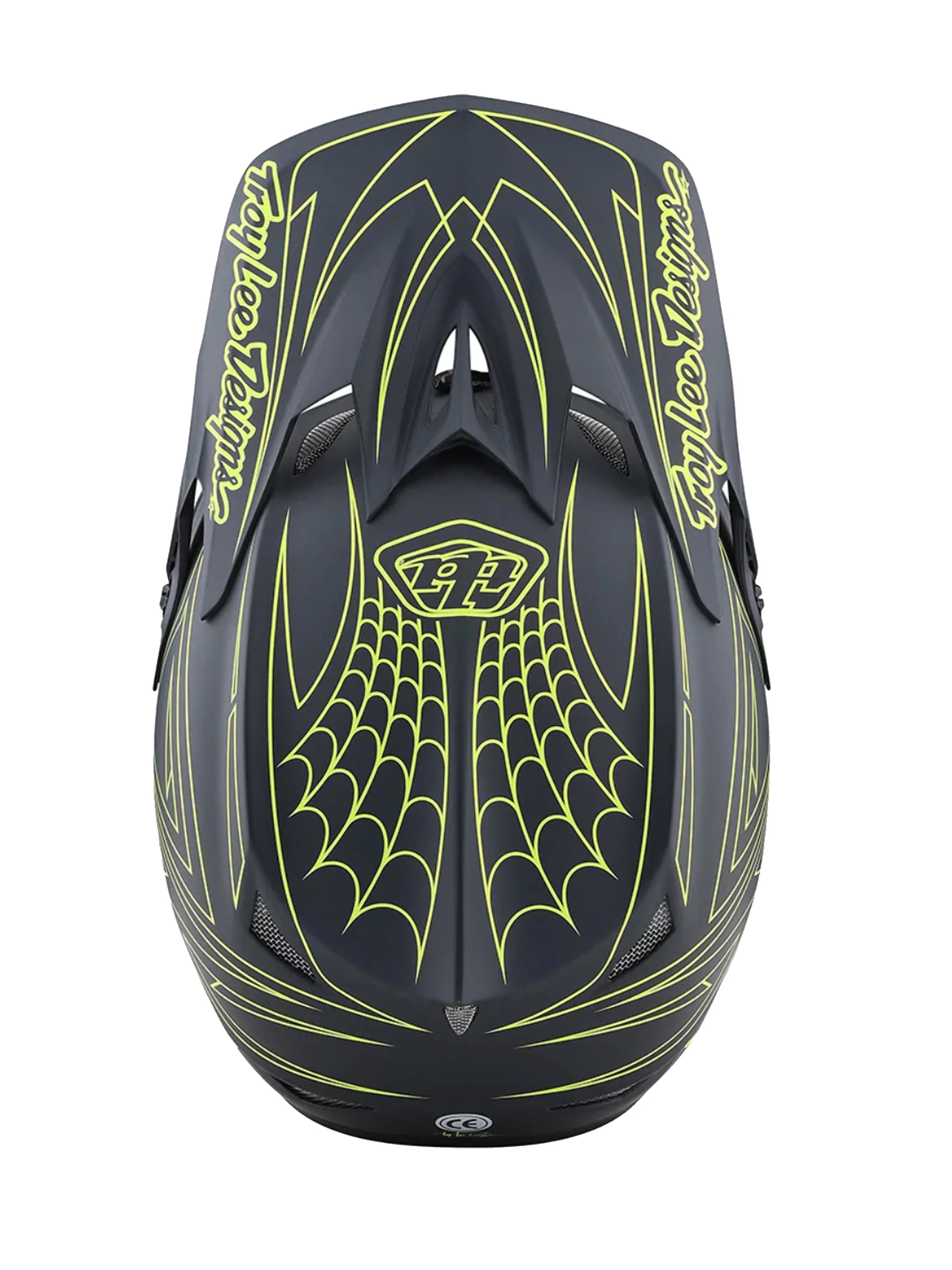 Troy Lee Designs Casco D3 Fiberlite SpiderStripe Gris Amarillo - Image 4
