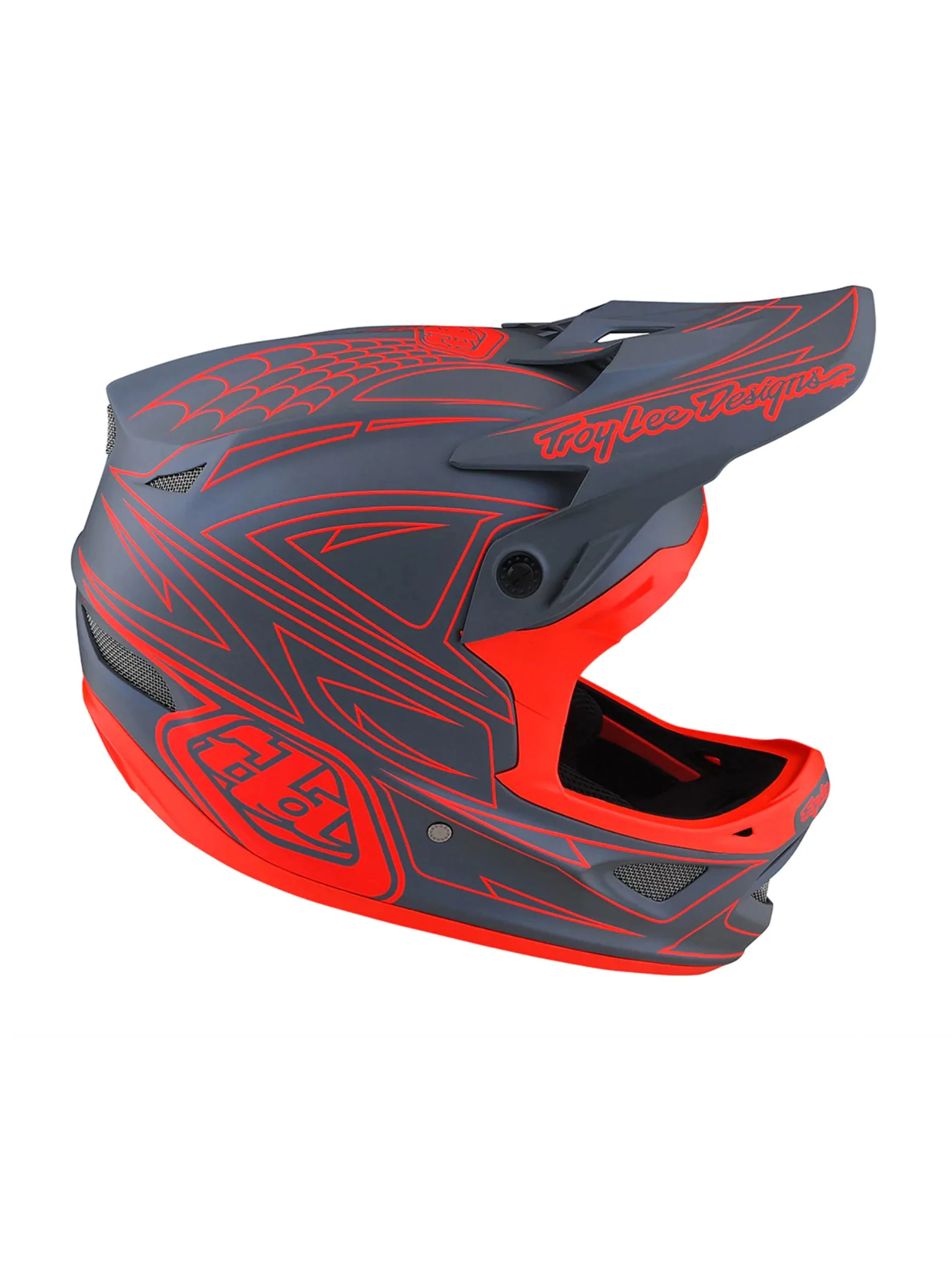 Troy Lee Designs Casco D3 Fiberlite SpiderStripe Gris Rojo - Image 3