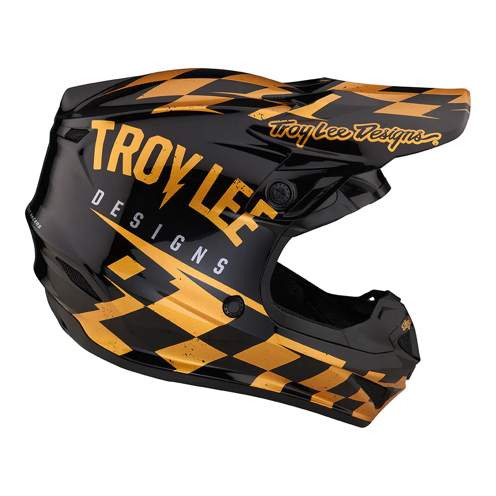 Troy Lee Designs Casco De Moto Para Niño SE4 Polyacrylite Race Shop Negro / Dorado - Image 5
