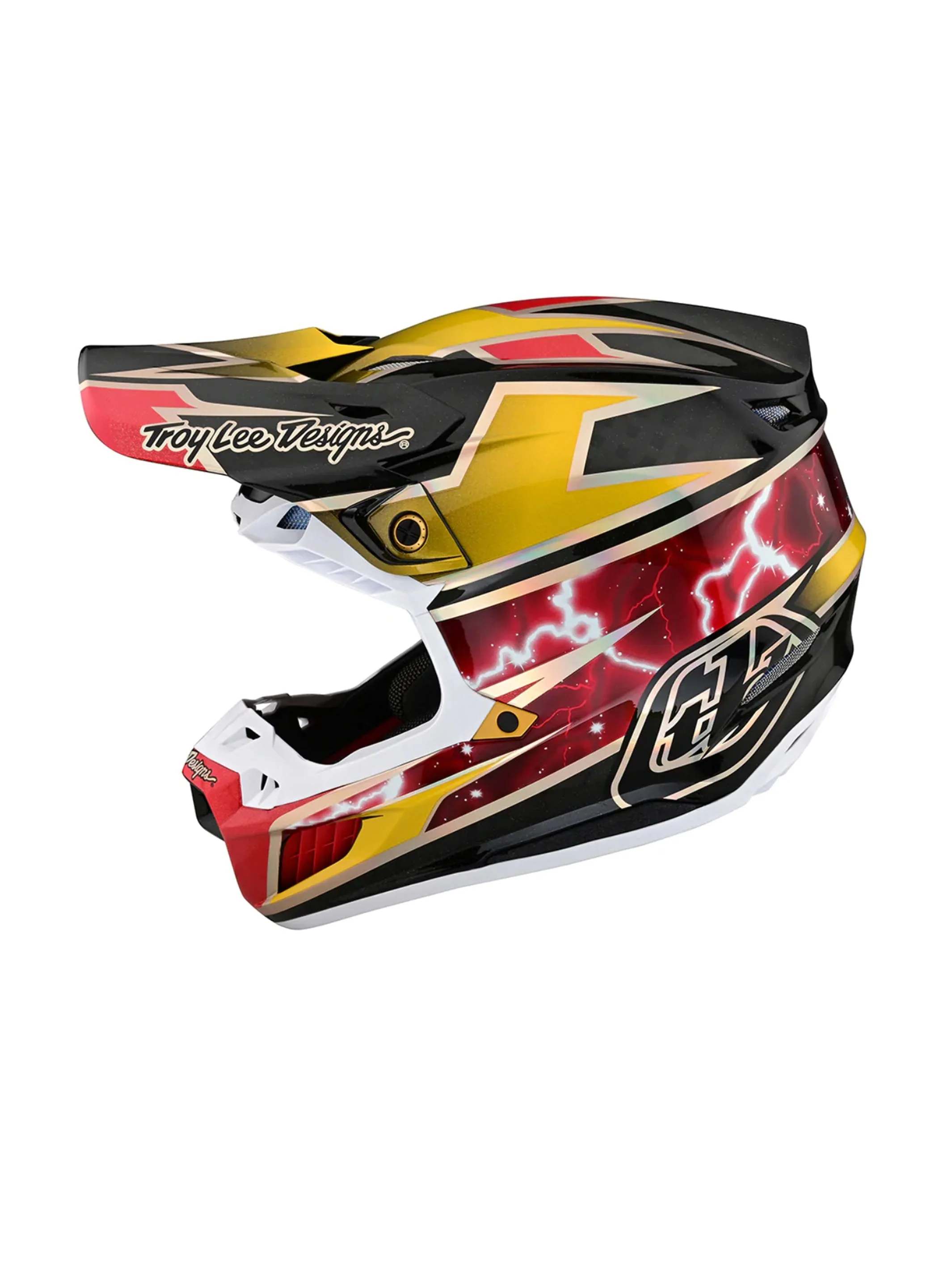 Troy Lee Designs Casco de Moto Se5 Carbon Mips Lightning Dorado