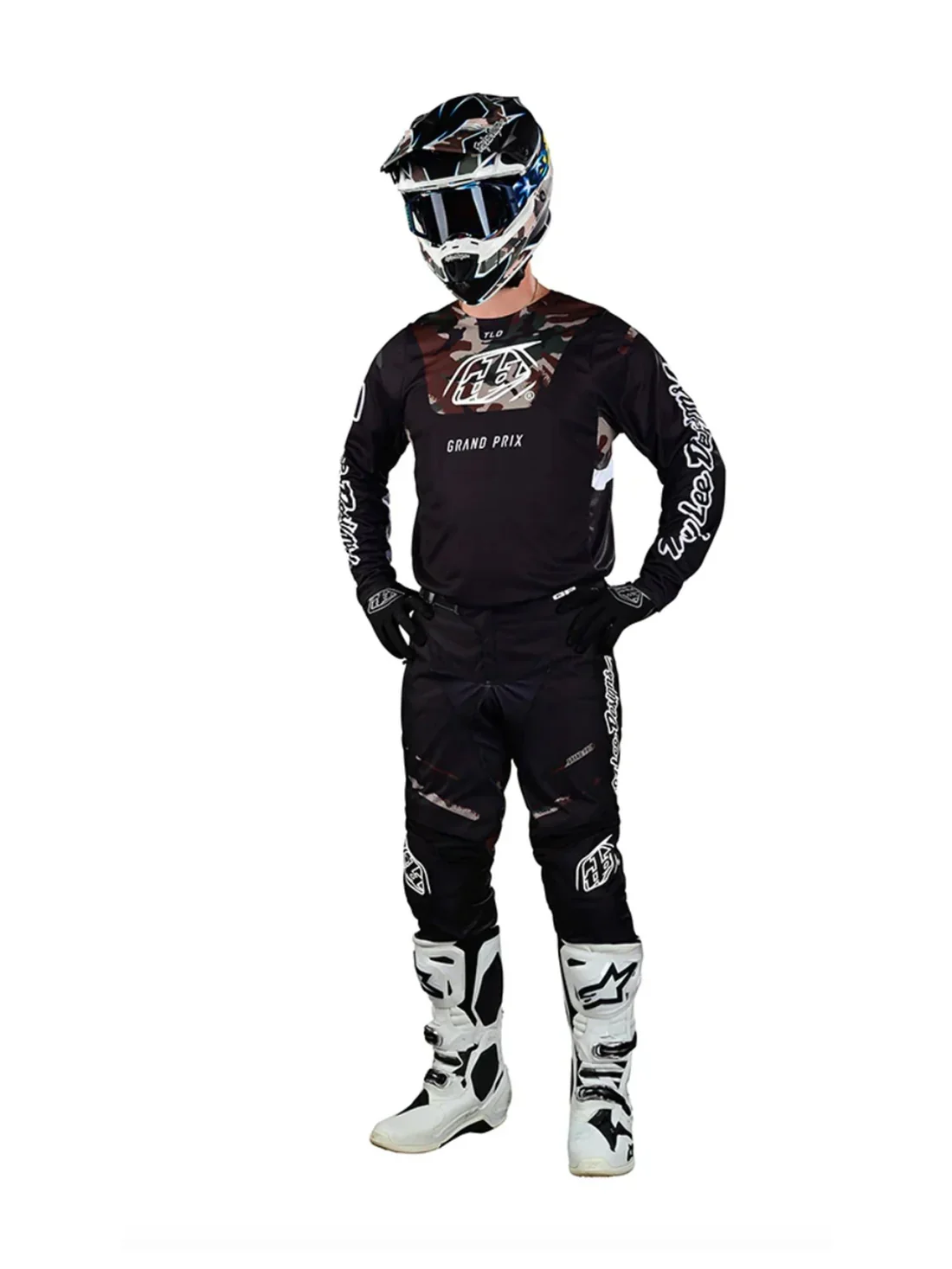 Troy Lee Designs Polera de Moto GP Pro Blends Camo Negro / Verde - Image 2