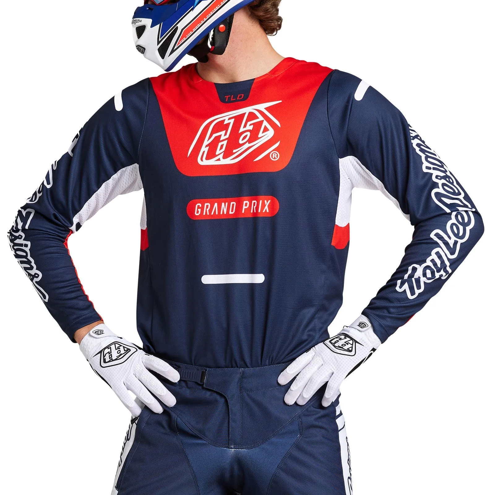 Troy Lee Designs Polera de Moto GP Pro Blends Navy/Naranjo - Image 4