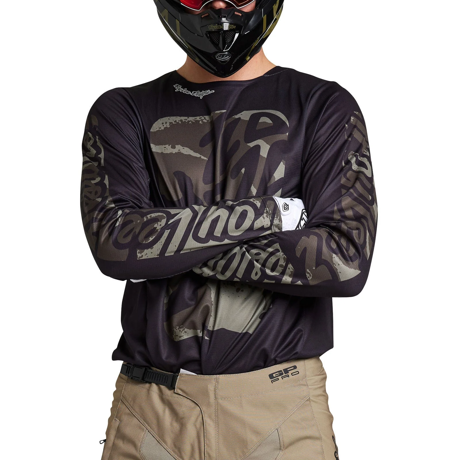 Troy Lee Designs Polera de Moto GP Pro Boxed Negro/Oliva - Image 4